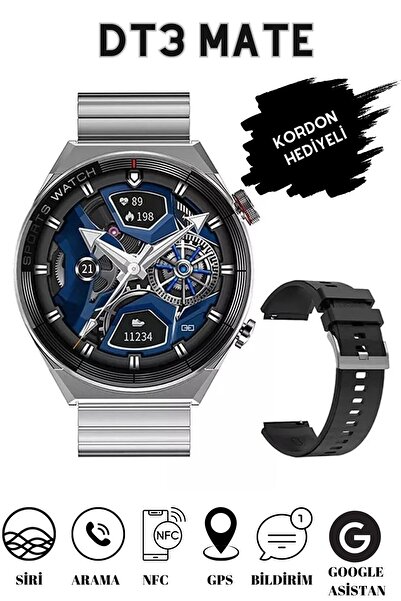 NS Store DT3 Mate Tam HD IPS Ekran Smart Watch Akıllı Saat Çift Kordon Siri/N...
