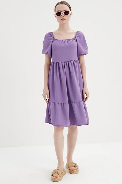 MEECY Rochie de damă mov cu guler Madonna
