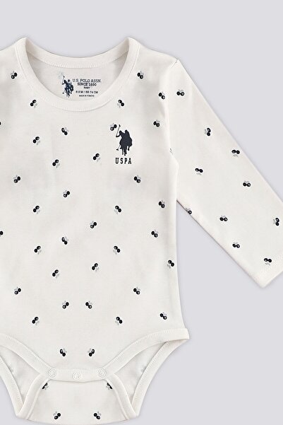 U.S. Polo Assn. US Polo Assn Cream Patterned Baby Bodysuit
