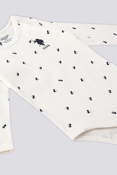U.S. Polo Assn. US Polo Assn Cream Patterned Baby Bodysuit
