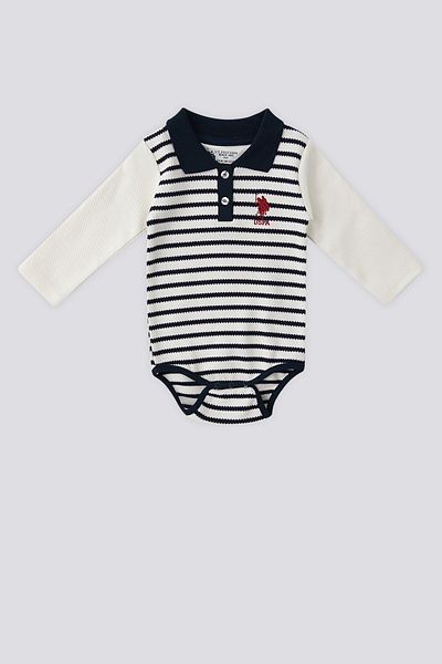 U.S. Polo Assn. Body pentru bebeluși cu mânecă lungă, albastru bleumarin, U.S. Polo Assn