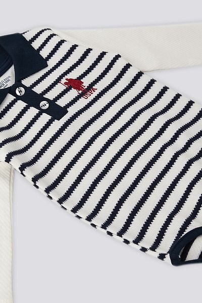 U.S. Polo Assn. Body pentru bebeluși cu mânecă lungă, albastru bleumarin, U.S. Polo Assn