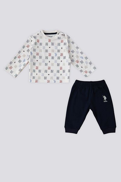 U.S. Polo Assn. U.S. Polo Assn Cream Set de 2 copii cu model marca Uspa