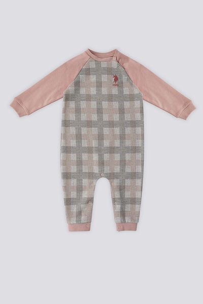 U.S. Polo Assn. US Polo Assn Powder Plaid Pattern Baby Jumpsuit