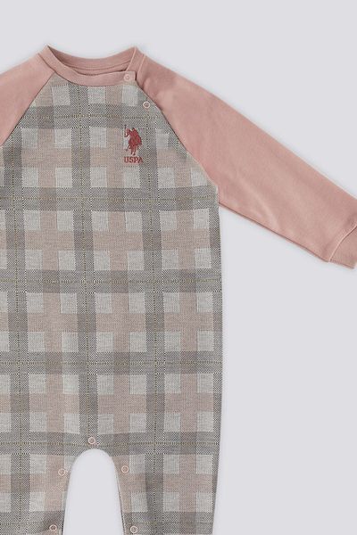 U.S. Polo Assn. US Polo Assn Powder Plaid Pattern Baby Jumpsuit