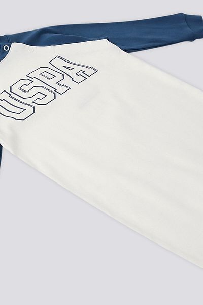 U.S. Polo Assn. Salopetă pentru bebeluși cu detaliu snap cu garnitură crem