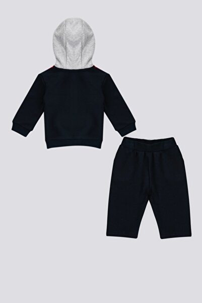 U.S. Polo Assn. U.S. Polo Assn Red Hooded Zipper Collar Detail Baby 2 Piece Set