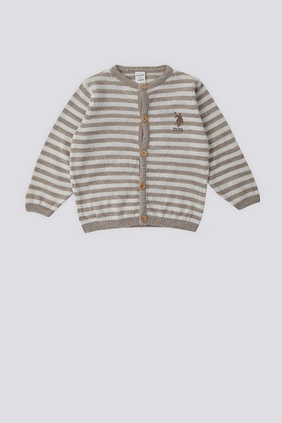 U.S. Polo Assn. U.S. Polo Assn Beige Buttoned Baby Baby Cardigan