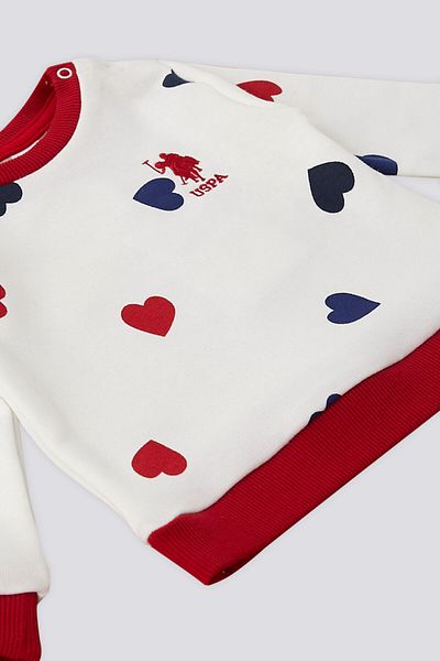 U.S. Polo Assn. U.S. Polo Assn Ecru Heart Pattern Collar Snap Baby Set of 2
