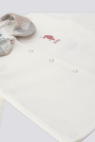 U.S. Polo Assn. U.S. Polo Assn Cream Plaid Detail Baby Set 3 piese
