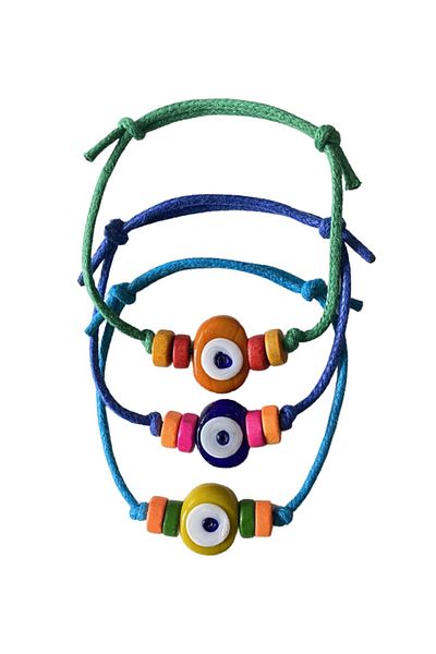 TAKI BY EKİN 3-Piece Adult Bracelet with Glass Evil Eye Beads