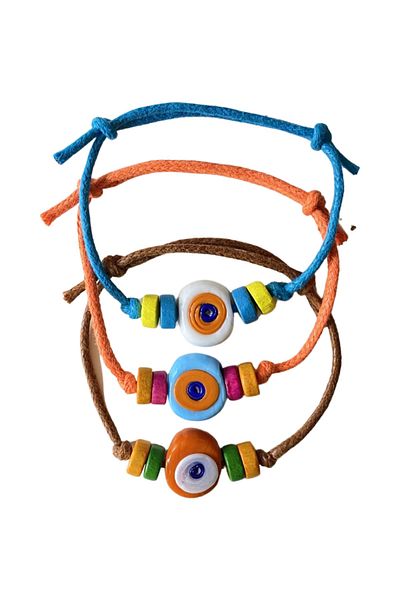 TAKI BY EKİN 3-Piece Adult Bracelet with Glass Evil Eye Beads