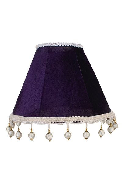 Dekovien White Metal Leg - Purple Velvet Vintage Lampshade AB07464