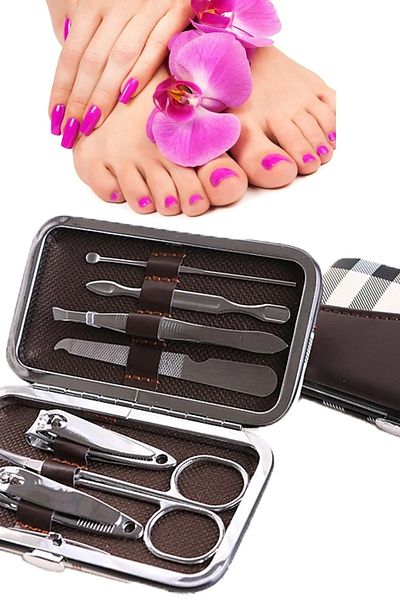 Netsepeti Nail Clipper with Bag Tweezers File 7 Pieces Manicure Pedicure Set