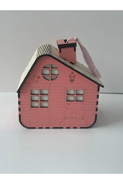 Ste Desing Para Biriktirme Kumbara Pembe Renk Ahşap Kumbara