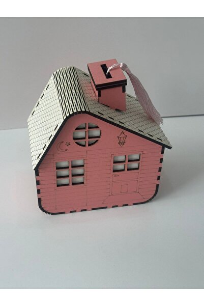 Ste Desing Para Biriktirme Kumbara Pembe Renk Ahşap Kumbara