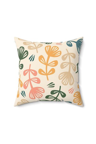 FUS BLUE Modern Floral Patterned Decorative Throw Pillow Case