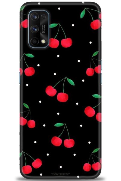 MRCİLETİSİM جراب Realme 7 Pro بطباعة HD - كرز + واقي شاشة كامل