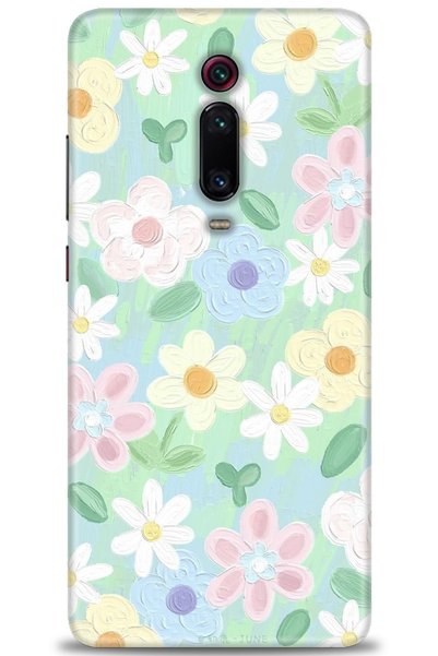 MRCİLETİSİM حافظة هاتف Xiaomi Mi 9T مطبوعة بدقة HD - زهرة + واقي شاشة كامل