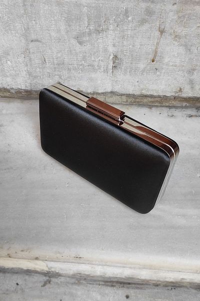 LA CALZATURE Geanta portofoliu rochie de seara din satin negru