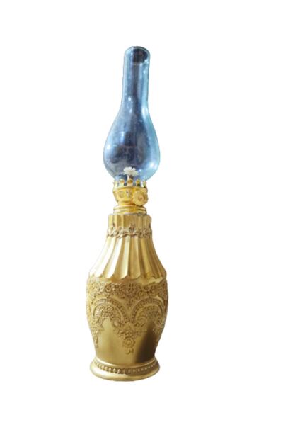 onyyapim Embossed Gold Gilded Colored Ceramic Gas Lamp with Pattern Motif