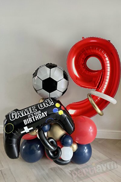 PARTİAVM Futbol Temalı Balon Seti Soccer Konsept Futbol Topu Rakam Balon Seçe...
