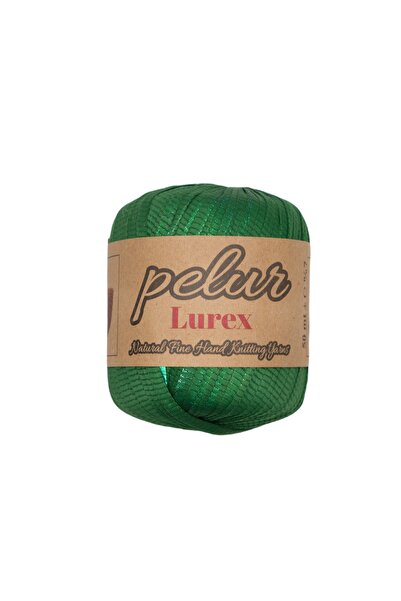 Prestij Boncuk Snur de tricotat manual Ribbon Lurex Janjan Green