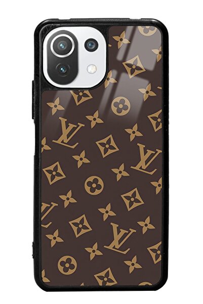 Spoyi Xiaomi Mi 11 Lite Kahverengi LV Tasarımlı Glossy Telefon Kılıfı