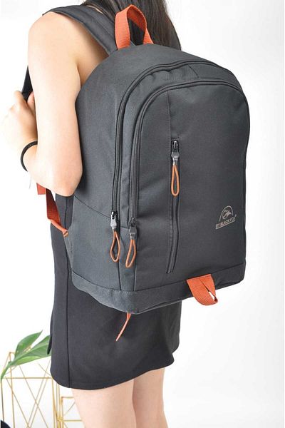 Sellini Bläck Large Size Waterproof Imperteks Fabric Unisex Black Backpack and School Bag 334