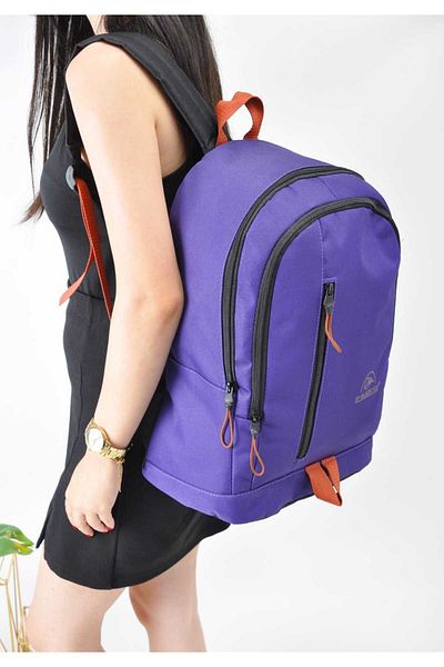 Sellini Μαύρο μεγάλο αδιάβροχο ύφασμα Imperteks Unisex Μωβ σακίδιο πλάτης και σχολική τσάντα 334