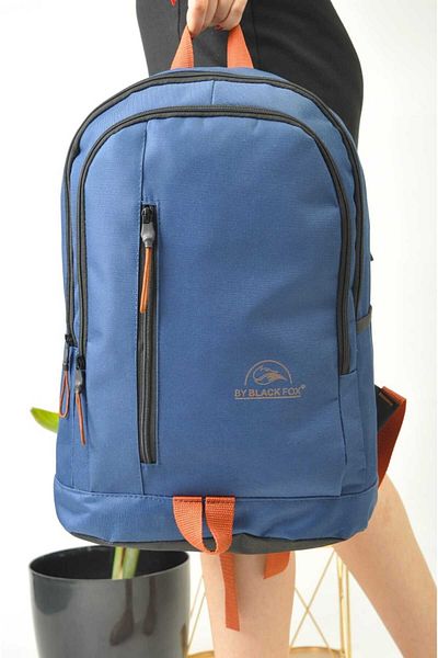 Sellini Μαύρο μεγάλο αδιάβροχο ύφασμα Imperteks Unisex Μπλε σακίδιο πλάτης και σχολική τσάντα 334