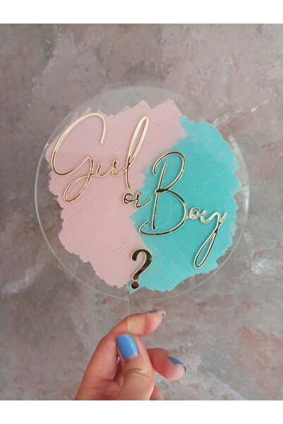 Genel Markalar Girl Or Boy Cinsiyet Partisi Temalı Pleksi Pasta Süsü Cake Topper