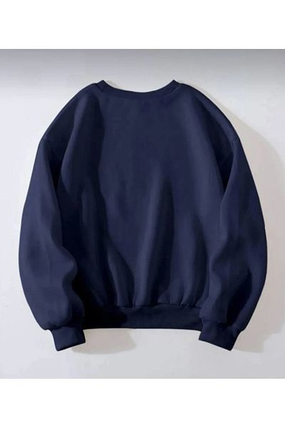 My Blog Navy Blue Oversize County Basketball Printed Sweatshirt