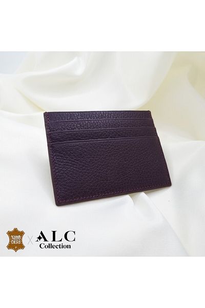 ALC Collection Claret Red Color Genuine Leather Thin Classic Unisex Card Holder Wallet