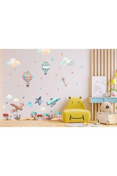 efekt reklam Havayolu Ulaşım Araçları Çocuk Bebek Odası Yapışkanlı Duvar Kağı...