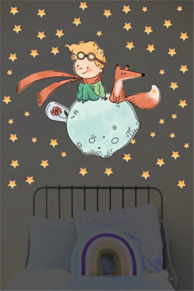 efekt reklam Renkli Çocuk ve Yıldızlar Çocuk Bebek Odası Duvar Sticker Dekora...