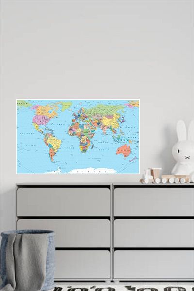 efekt reklam Children's Room English World Map 70x100 Canvas Print