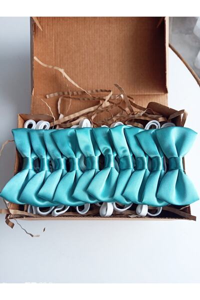 GallanD Aquagreen Children's Satin Birthday Wedding Special Day Practical Elastic Bow Tie 10 Pack