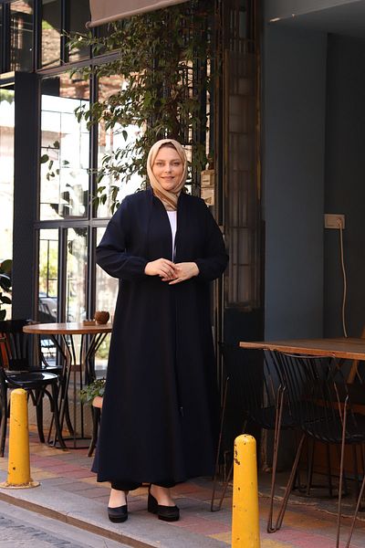 ECALAMODE Manecă de vară Guler elastic cu șireturi Mărime mare Mevlana Blue Ferace