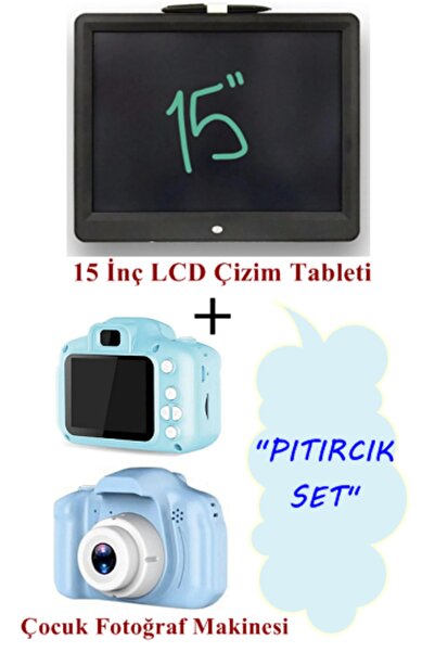 whitetech Çoçuk Özel Set Mini Dijital Fotoğraf Makinesi +15 İnç Lcd Yazı Tahtası
