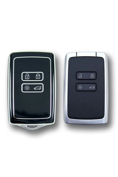 NADİR Renault Megane 4 Koleos Kadjar Card Black-Silver Auto Key Control Container Case