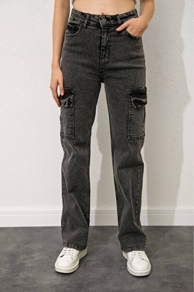 Trn JNS Земляний димний карго-штани з еластичною талією, без задніх кишень, з лікрами, з дуже високою талією