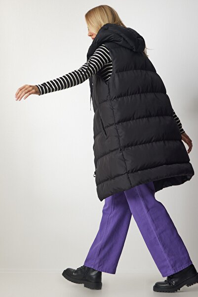 Happiness İstanbul Γυναικείο μακρύ φουσκωτό με κουκούλα VP00003