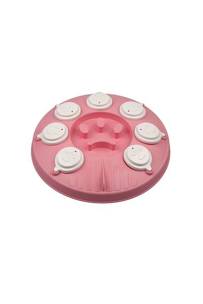 Glipet Cat Dog Puzzle and Slow Food Bowl Pink-White
