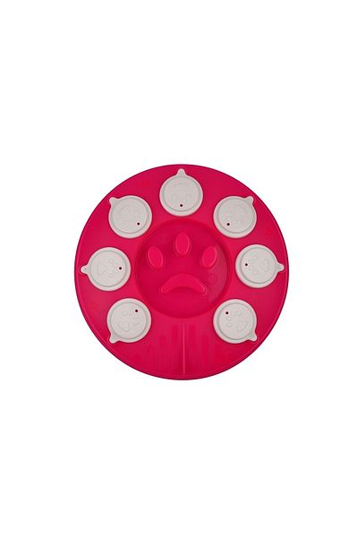 Glipet Cat Dog Puzzle and Slow Food Bowl Neonfuchsia-White