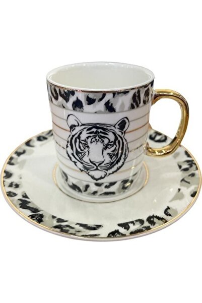 ACAR Medusa(KAPLAN)6 Kişilik Porselen Kahve Fincanı Takımı Kaplan Hxf-012098/12k