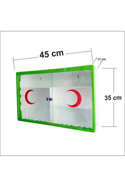 M3DECORİUM Sürgülü Camlı Kapaklı Steril İlk Yardım Sağlık Ecza Kutusu Dolabı