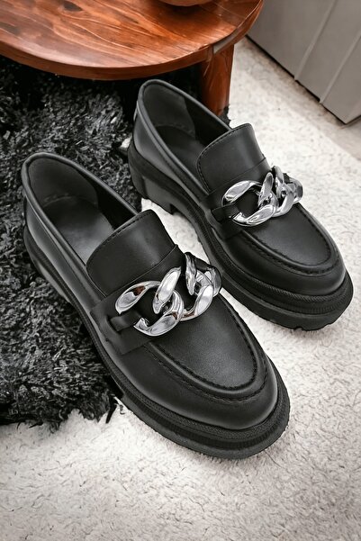 DURUNUN BUTİĞİ Loafer Черни кожени обувки за ежедневна употреба Loafer Дамски обувки