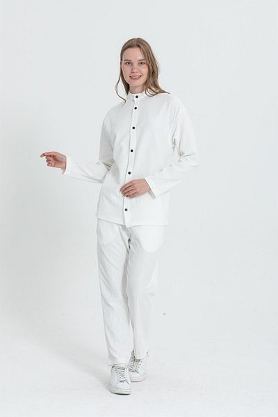 Rocqerx R-4332 Judge Collar Shirt Waist Elastic Trousers Wide Ottoman Set