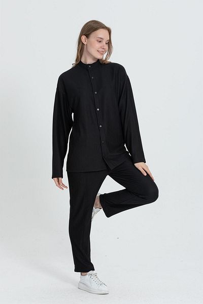 Rocqerx R-4332 Judge Collar Shirt Waist Elastic Trousers Wide Ottoman Set